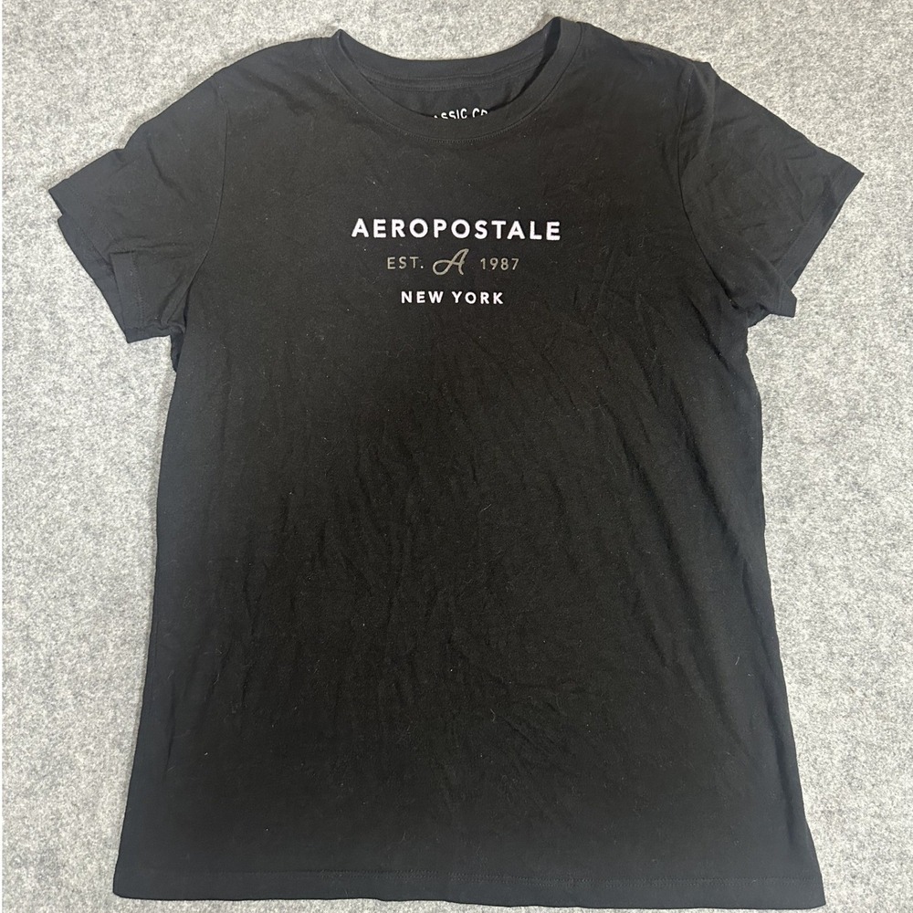 Aeropostale Classic Crew T-Shirt XL Black Est 1987 New York Graphic Cotton Blend